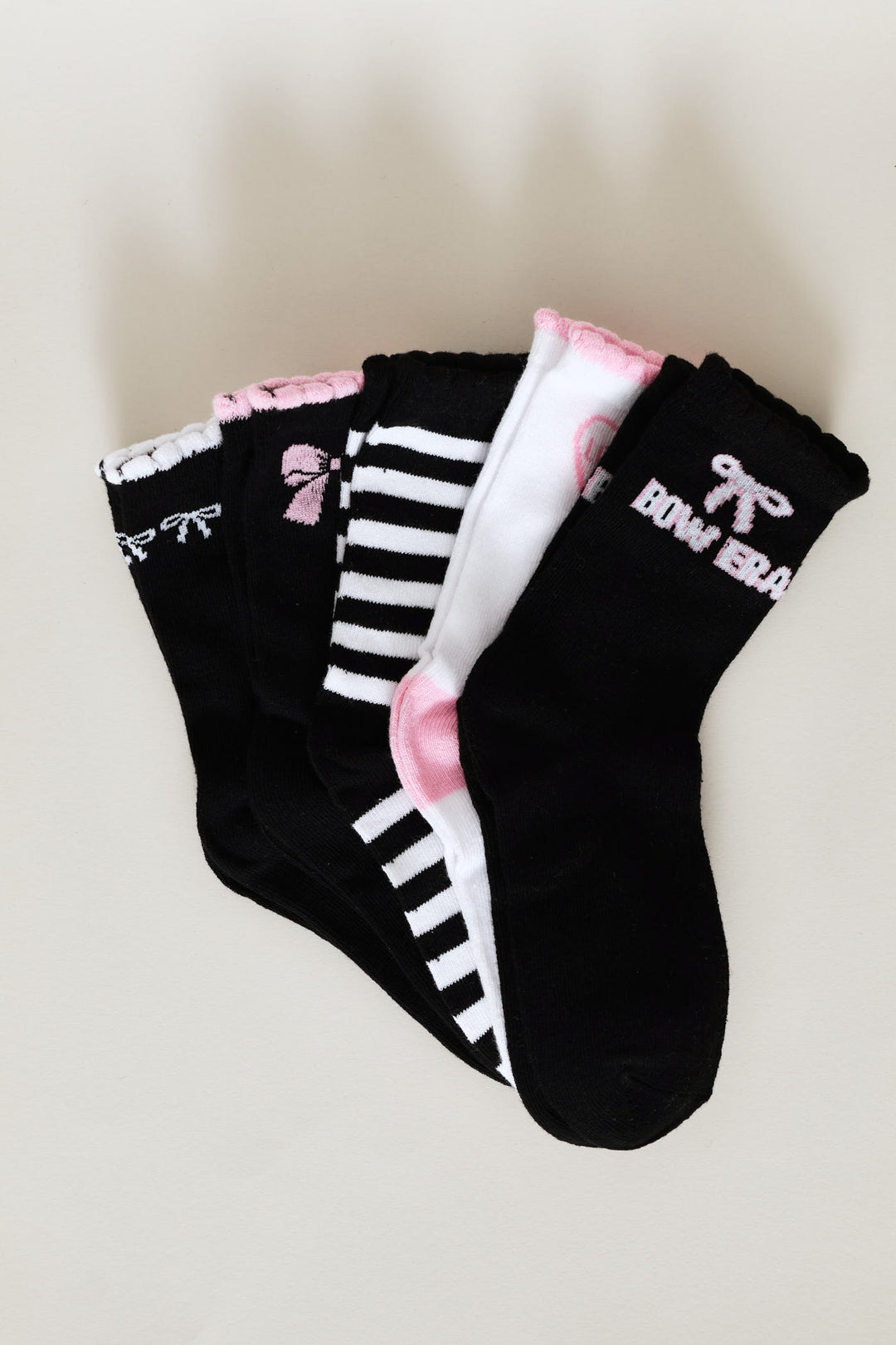 5 Pack Bows Anklet Socks - Pink