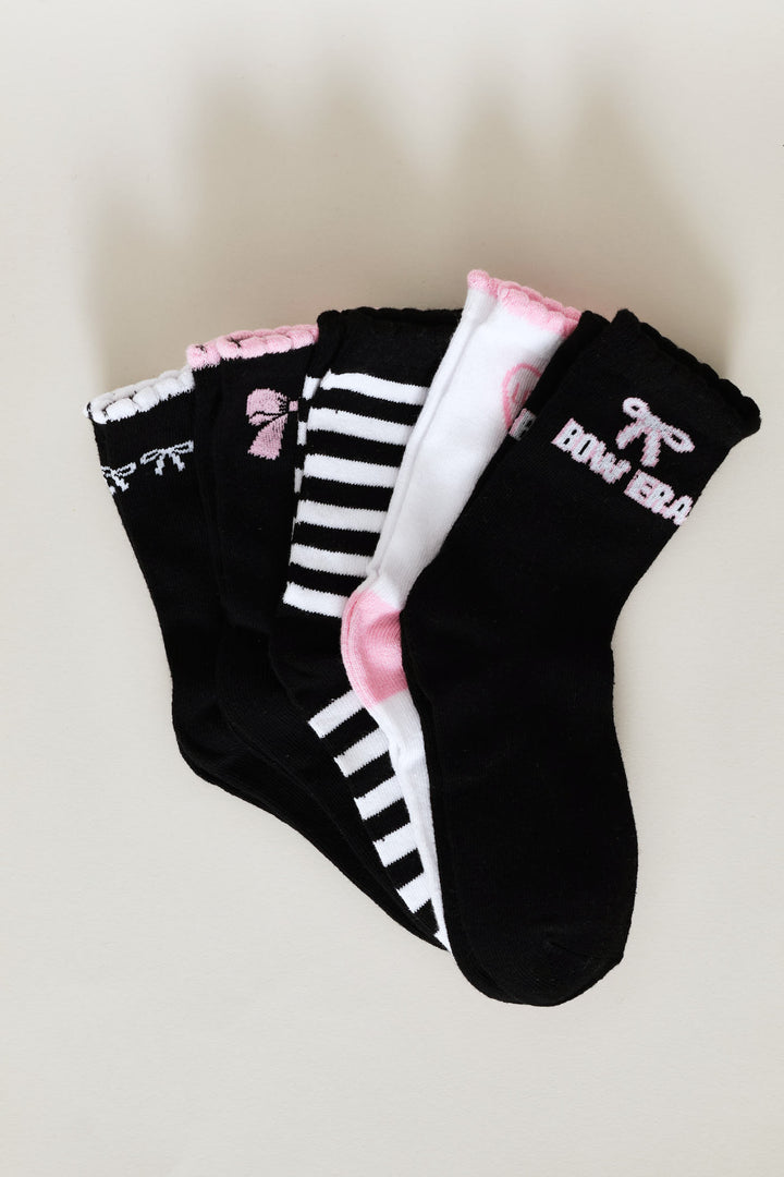 5 Pack Bows Anklet Socks - Pink