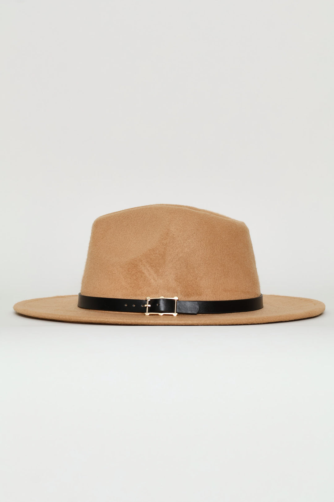 Buckle Detail Felt Hat - Camel