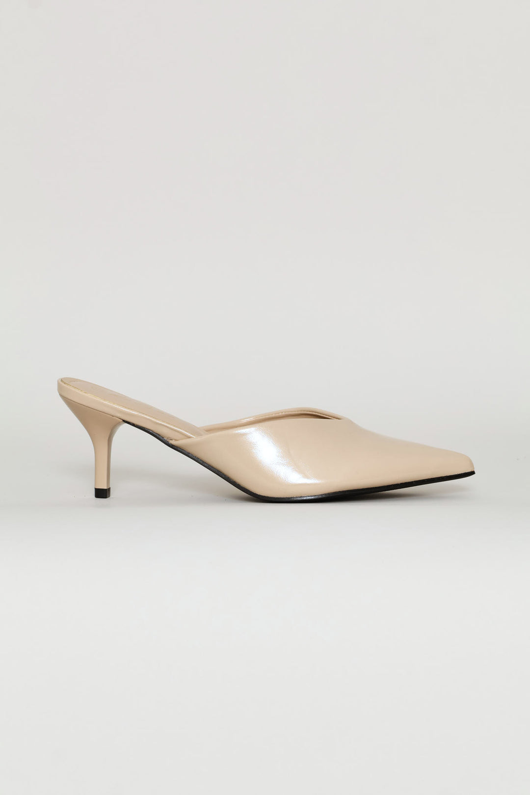 V-Cut Pointy Mule Heel - Stone
