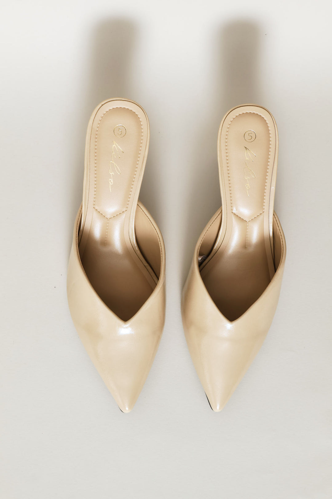 V-Cut Pointy Mule Heel - Stone