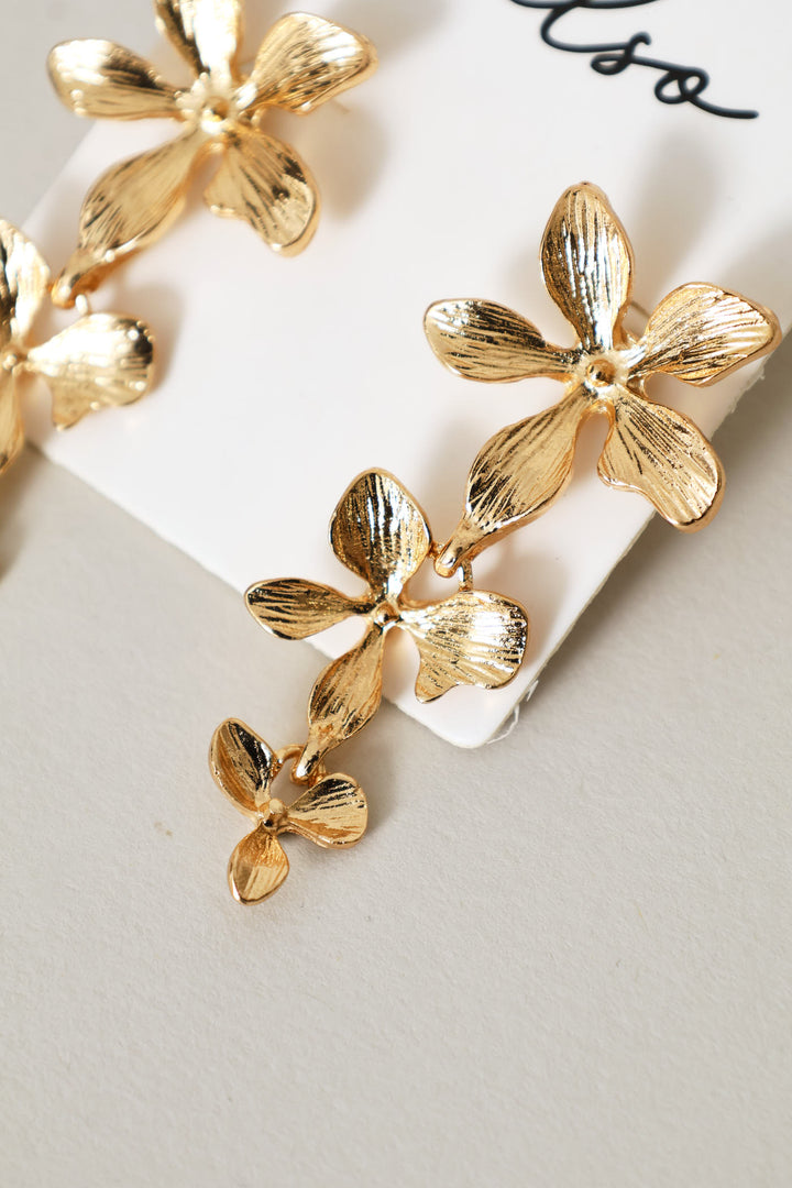 Floral Drop Earring - Gold