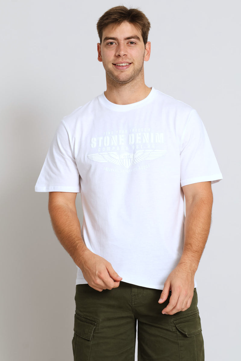 Denim Wings Tee - White