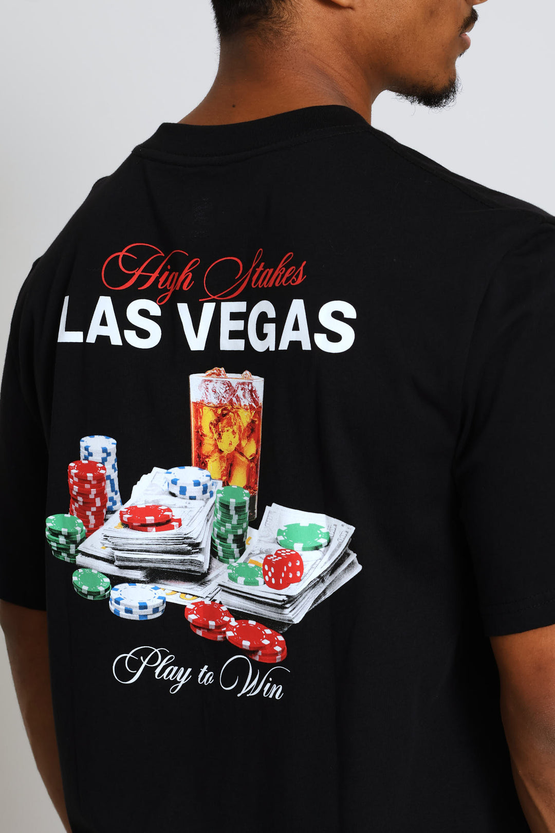 Las Vegas Front & Back Print Tee - Black