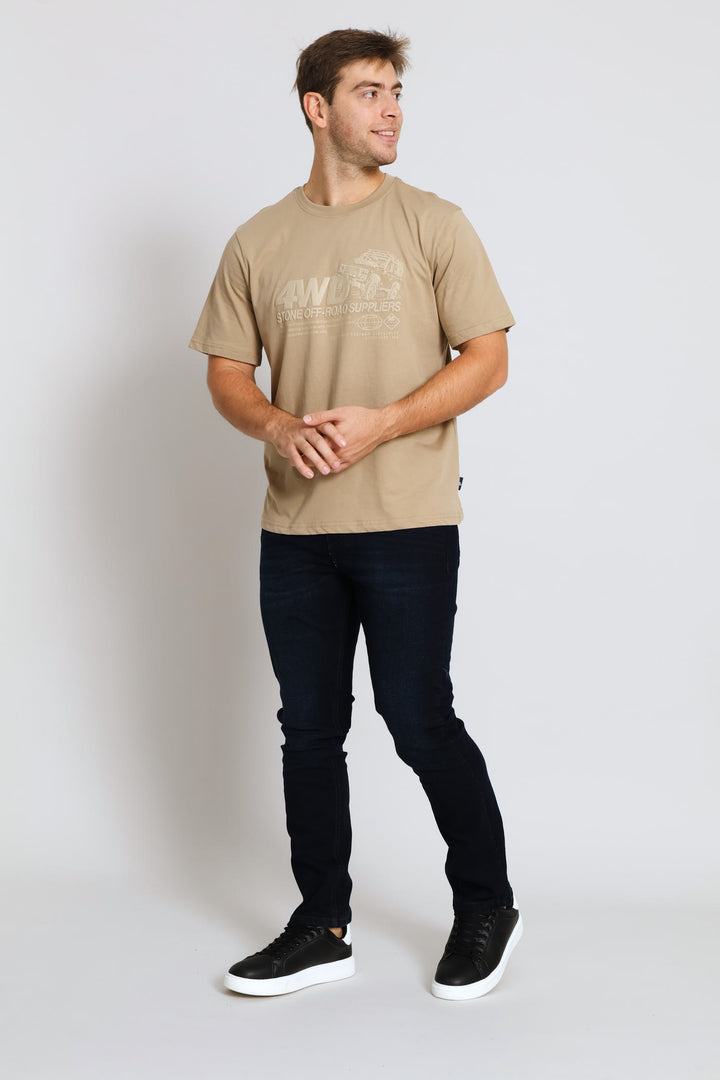 Off Road Print Tee - Taupe