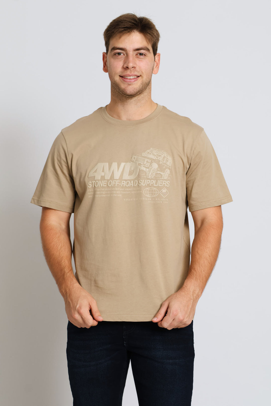 Off Road Print Tee - Taupe