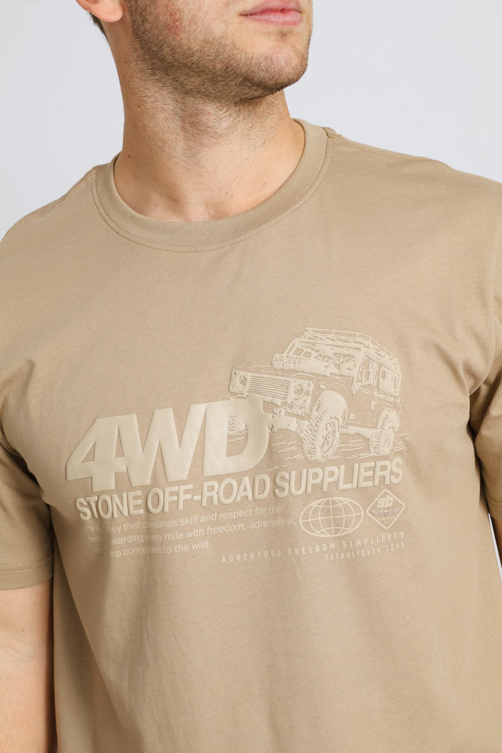 Off Road Print Tee - Taupe