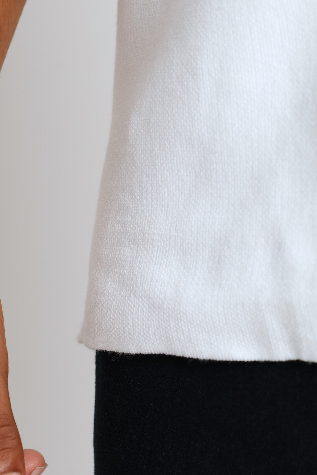 Contrast Knit Tee - White