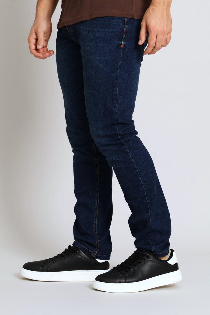 Creased Wash Slim Denim - Indigo