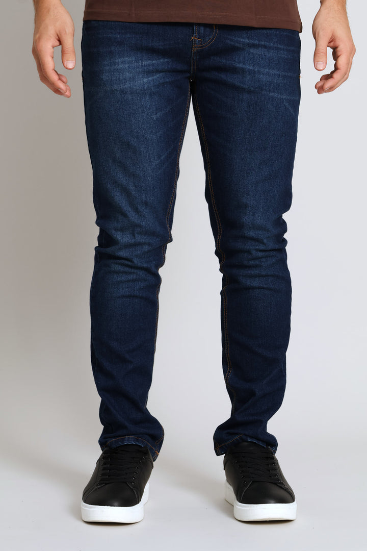 Creased Wash Slim Denim - Indigo
