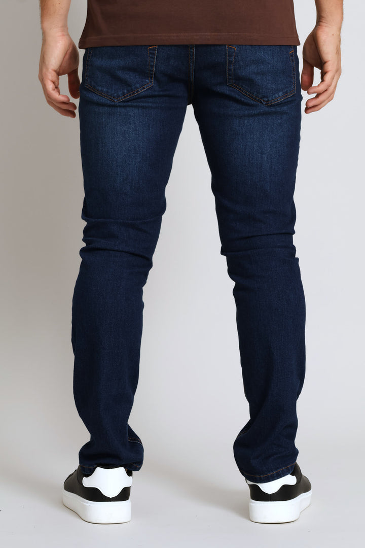 Creased Wash Slim Denim - Indigo