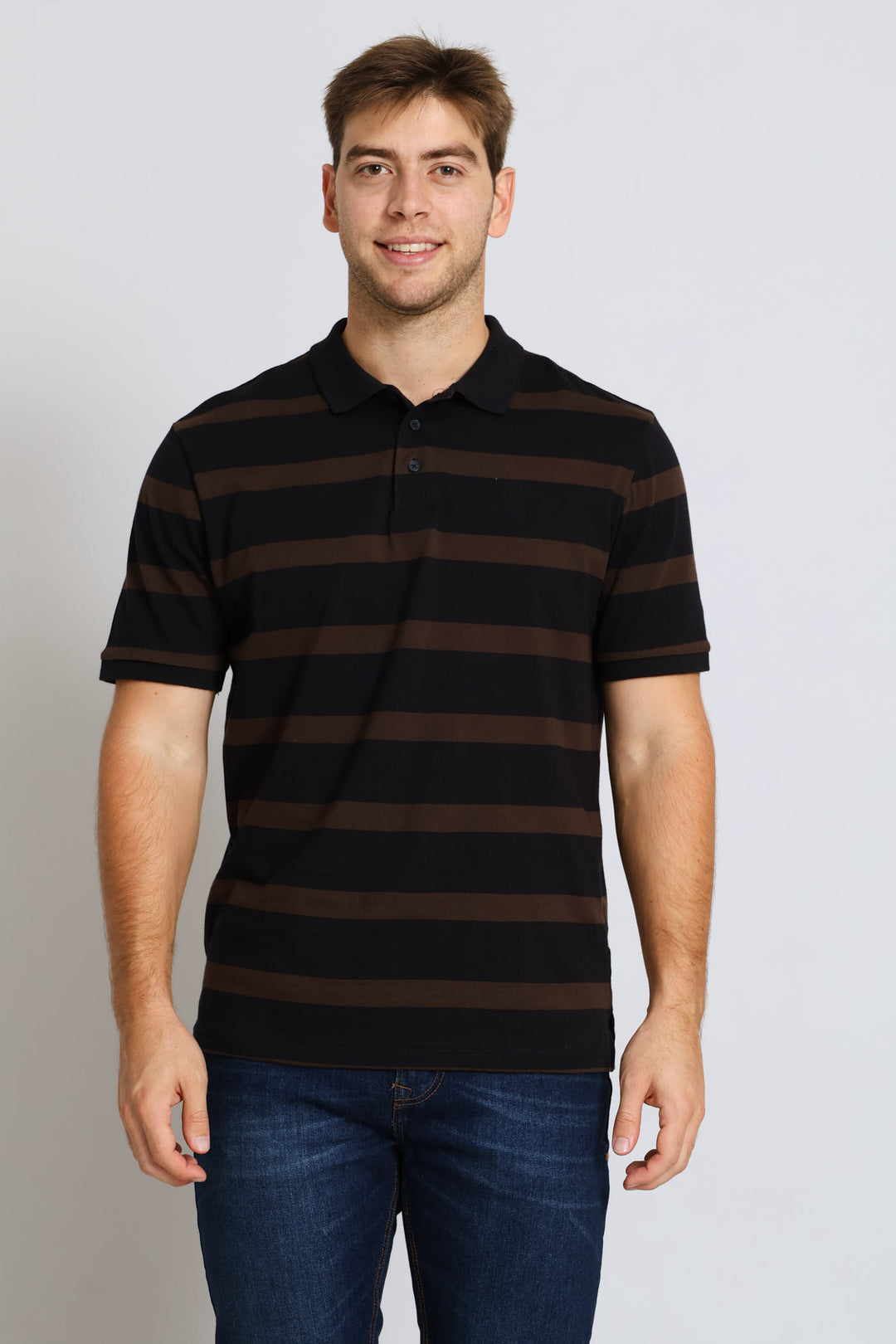 Stripe Golfer - Navy/Chocolate