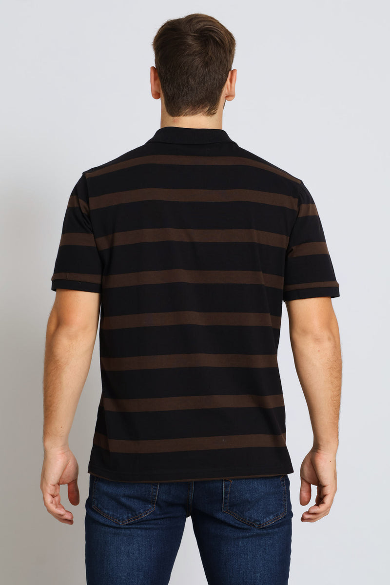 Stripe Golfer - Navy/Chocolate