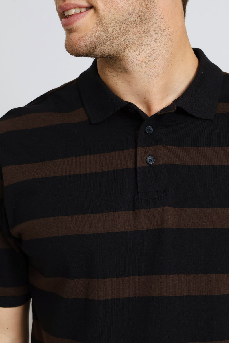 Stripe Golfer - Navy/Chocolate