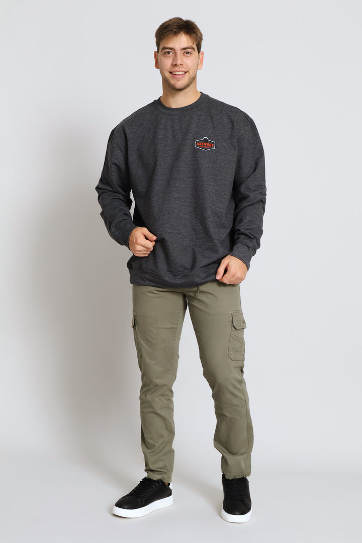 Classic Badge Crew Top - Grey Melange