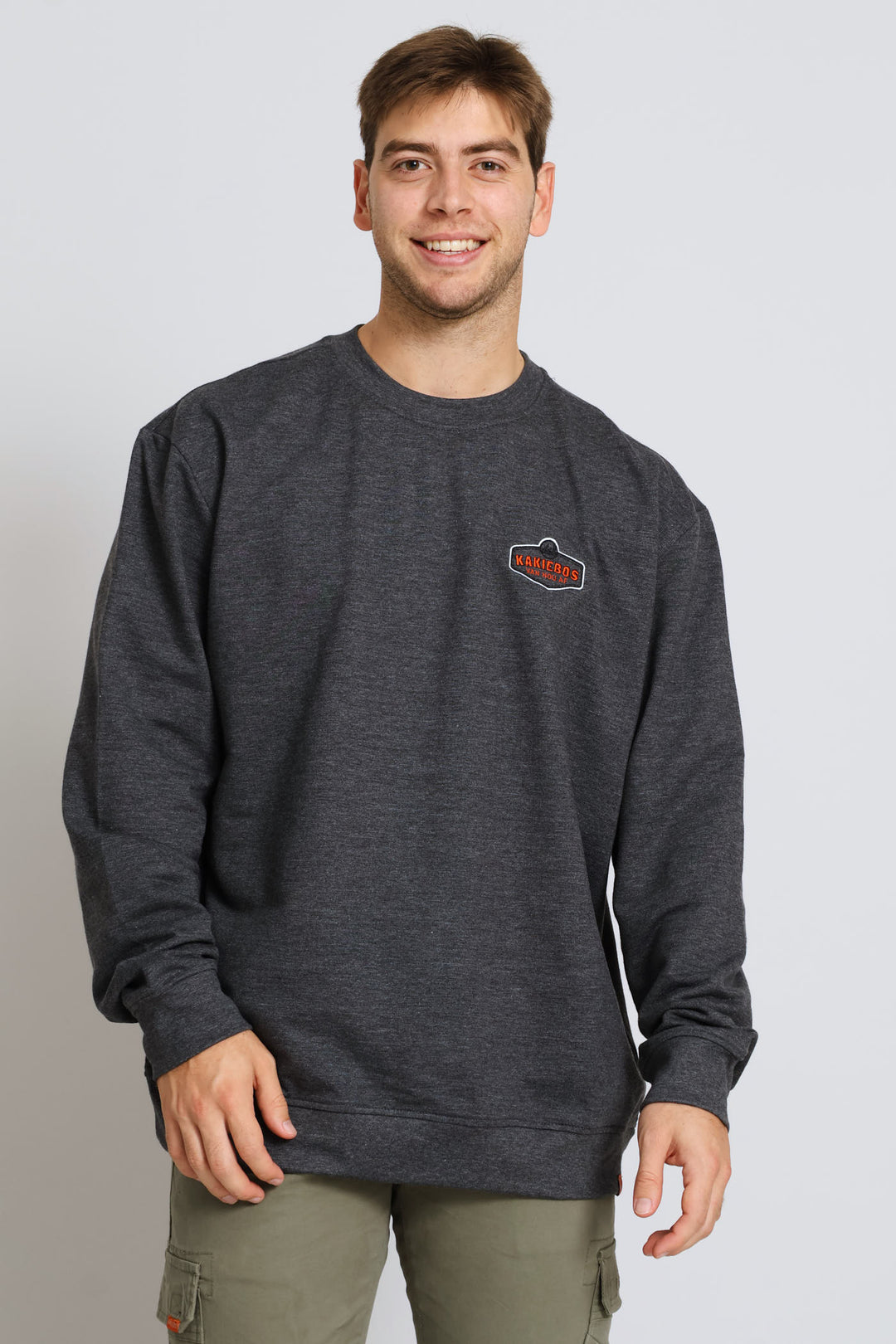 Classic Badge Crew Top - Grey Melange