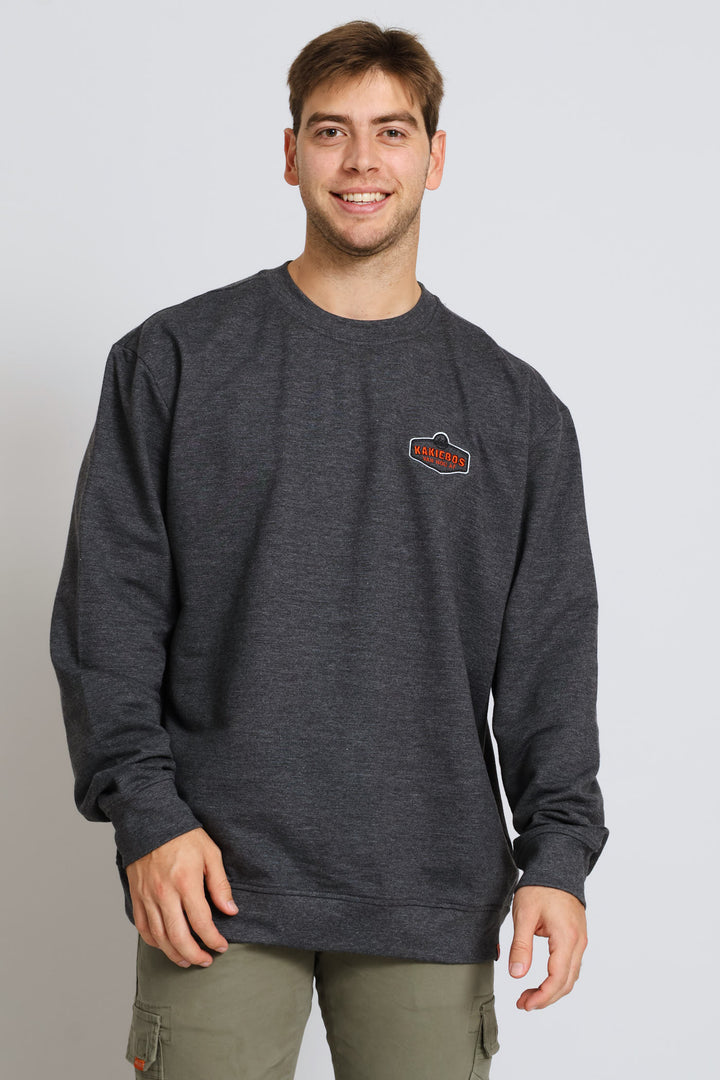 Classic Badge Crew Top - Grey Melange