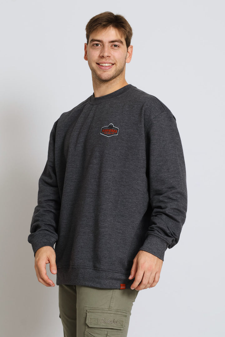 Classic Badge Crew Top - Grey Melange