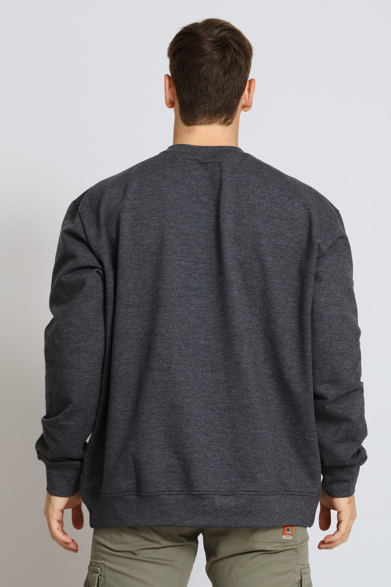 Classic Badge Crew Top - Grey Melange