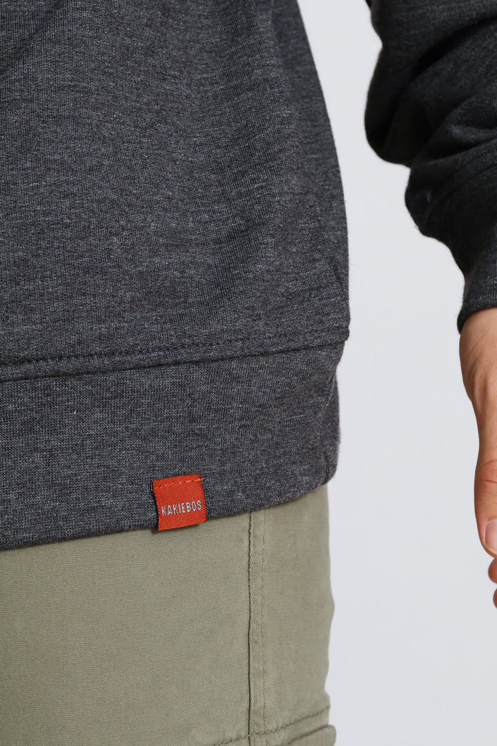 Classic Badge Crew Top - Grey Melange