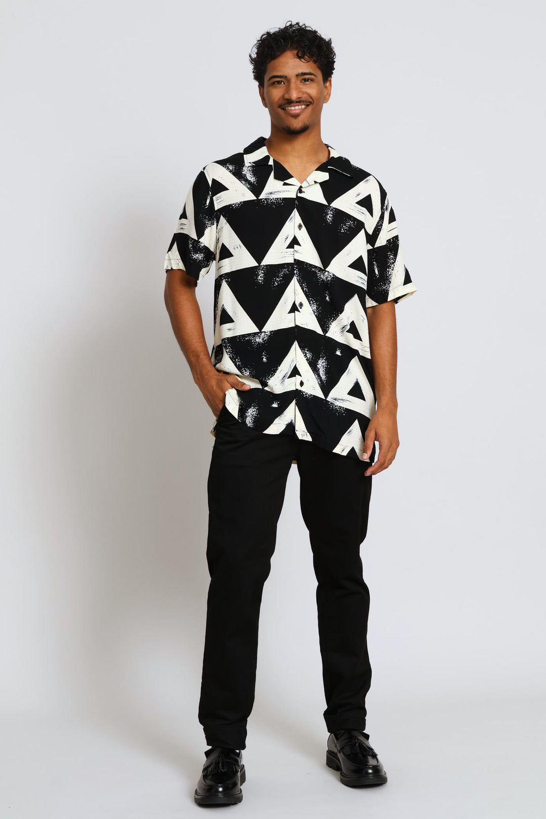 Print Viscose Shirt - Black/Ecru