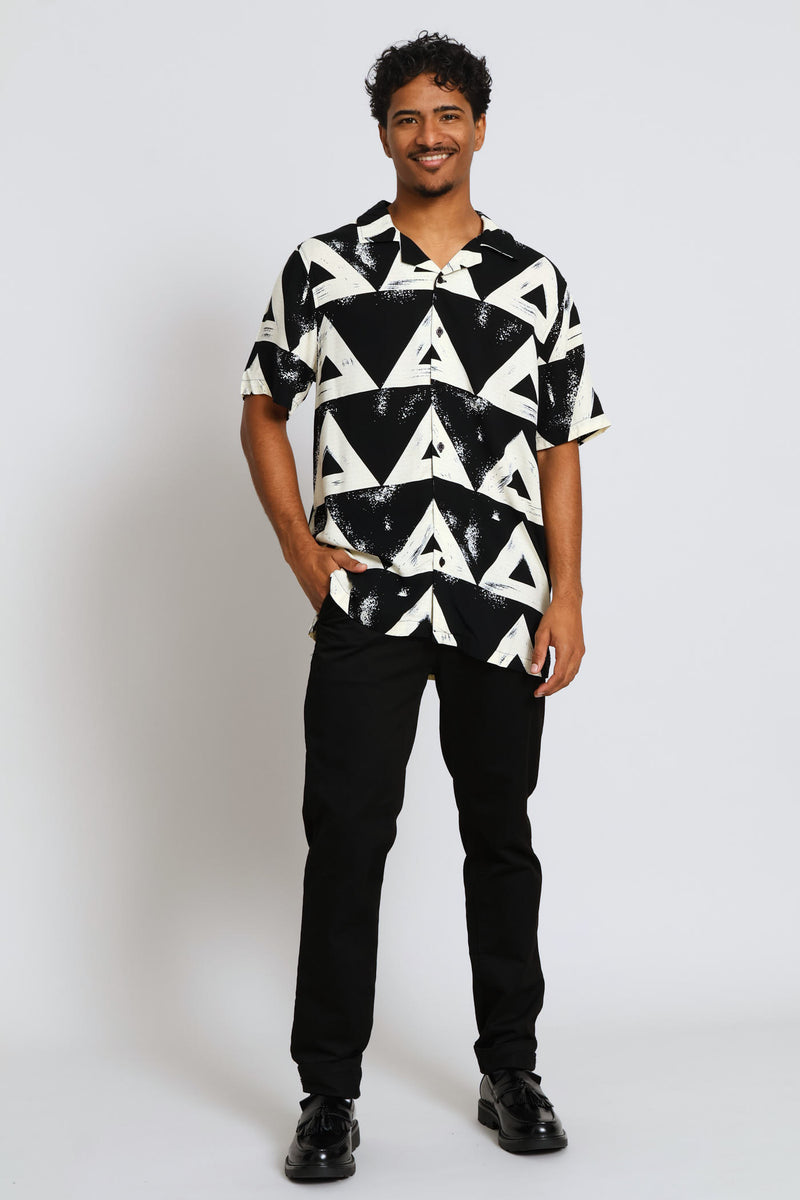 Print Viscose Shirt - Black/Ecru