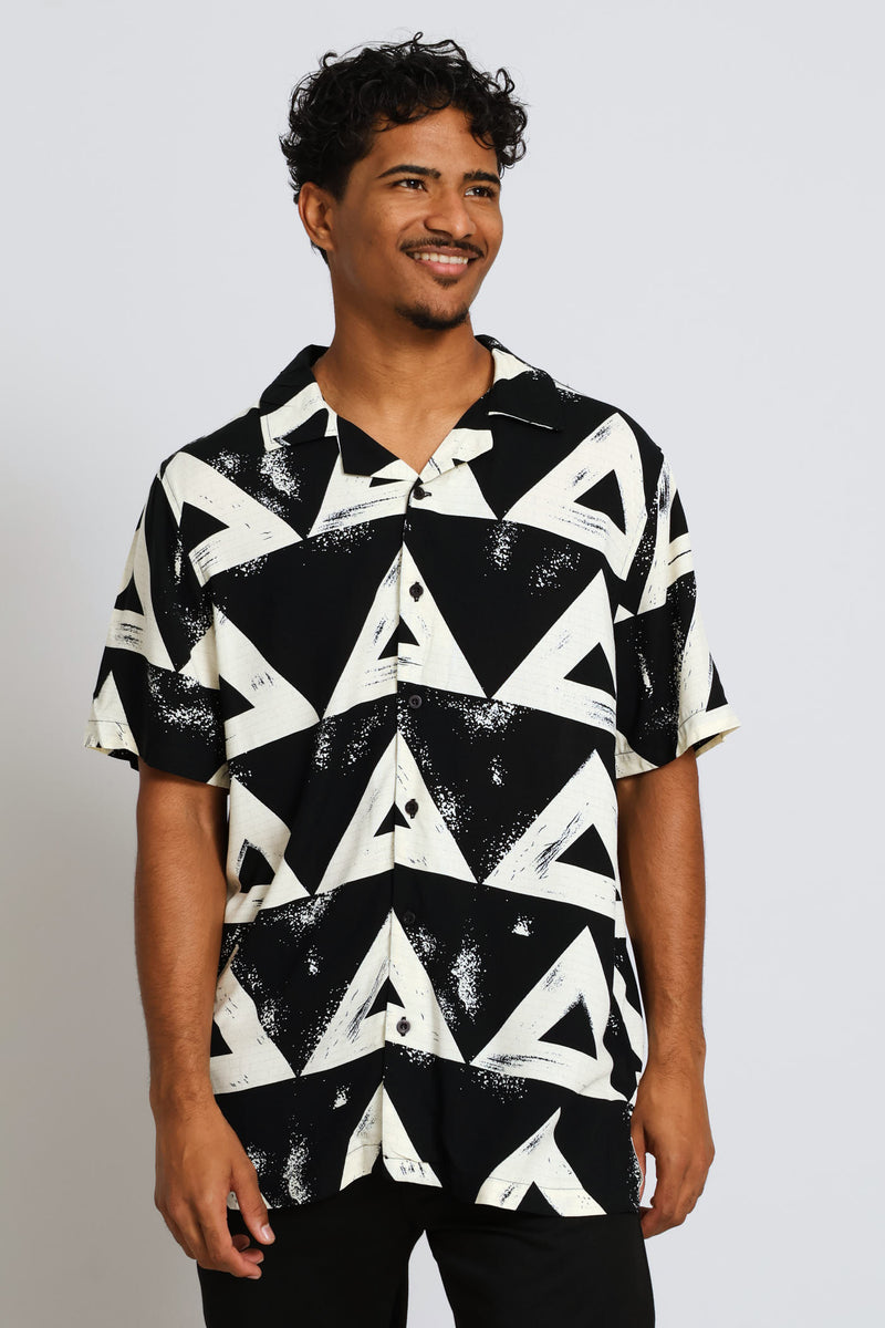 Print Viscose Shirt - Black/Ecru