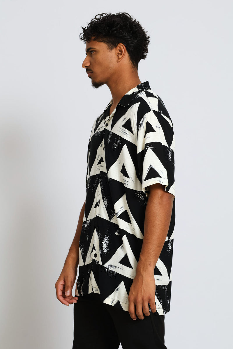 Print Viscose Shirt - Black/Ecru