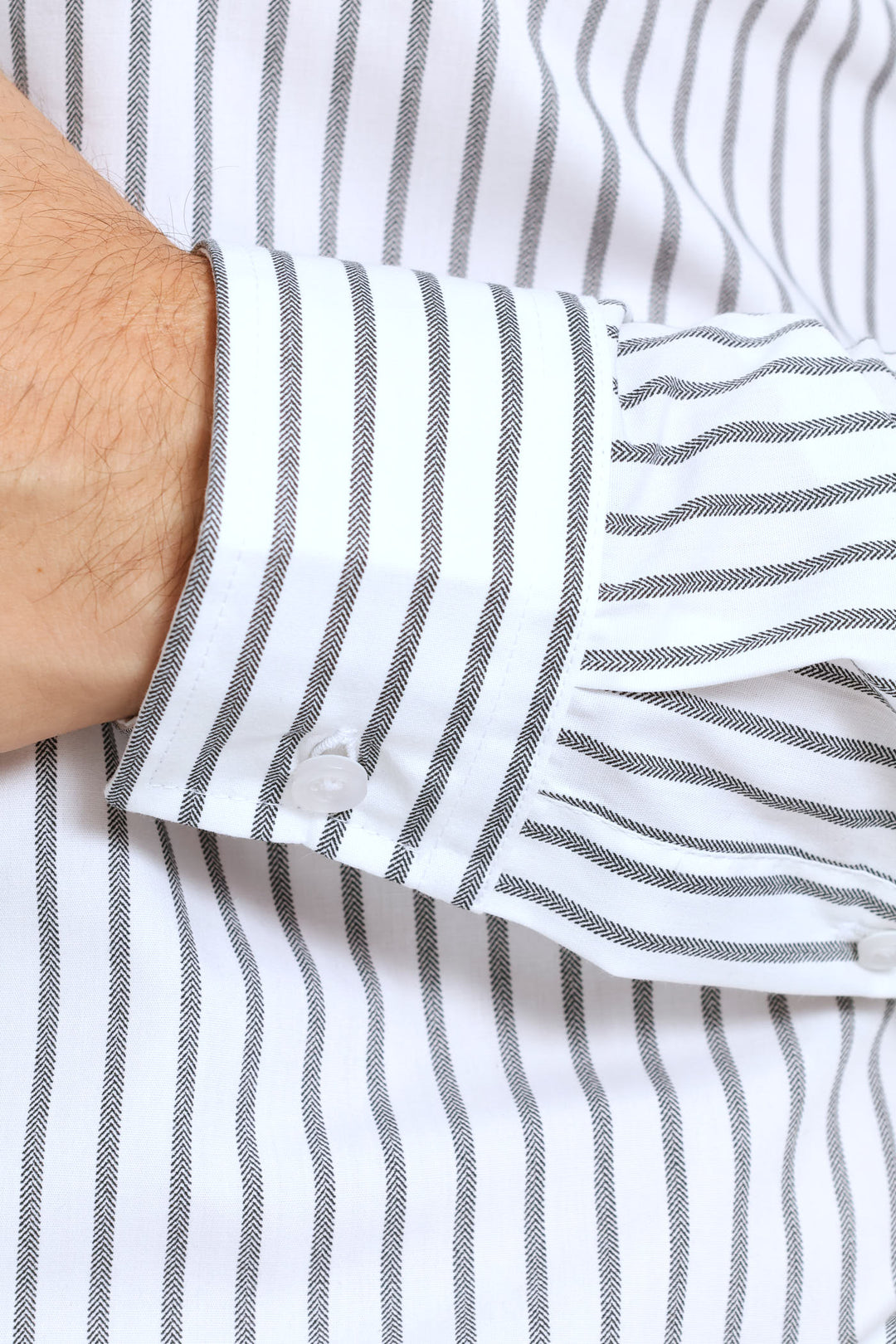 Slim Basic Stripe Printed Shirt - Grey/White