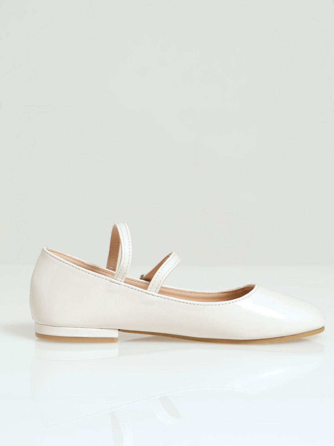 Girls Patent Heel Pump - Off White