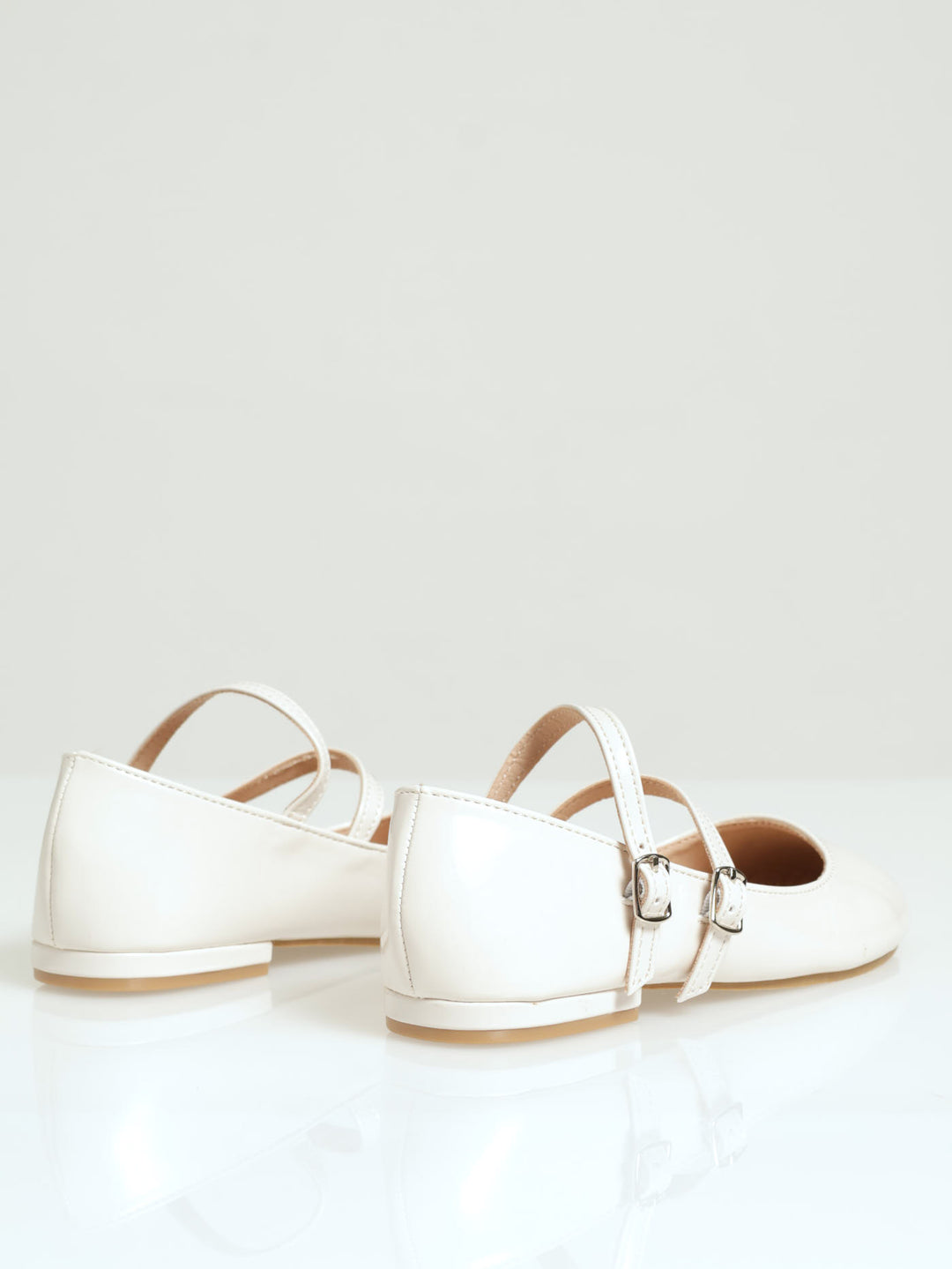 Girls Patent Heel Pump - Off White