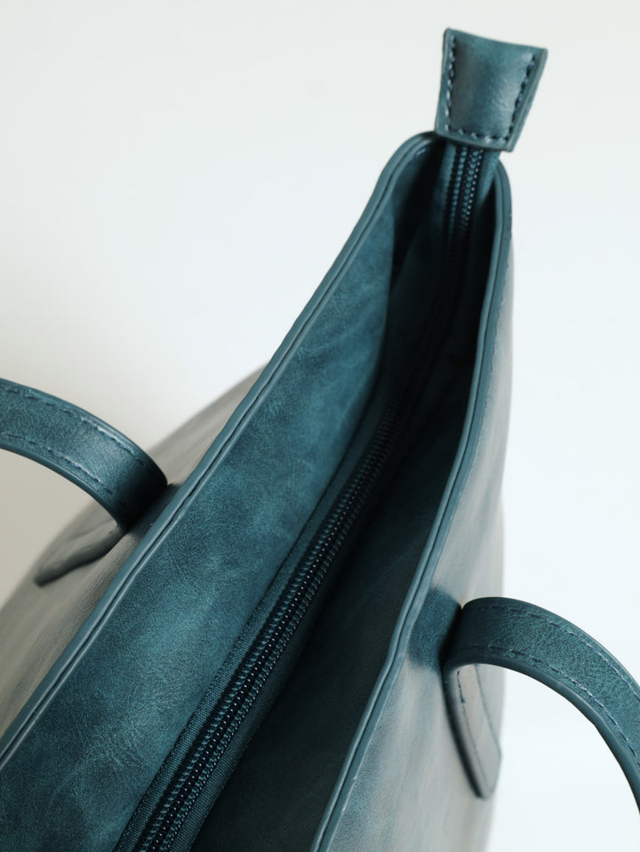 Panelled Shopper Bag - Teal