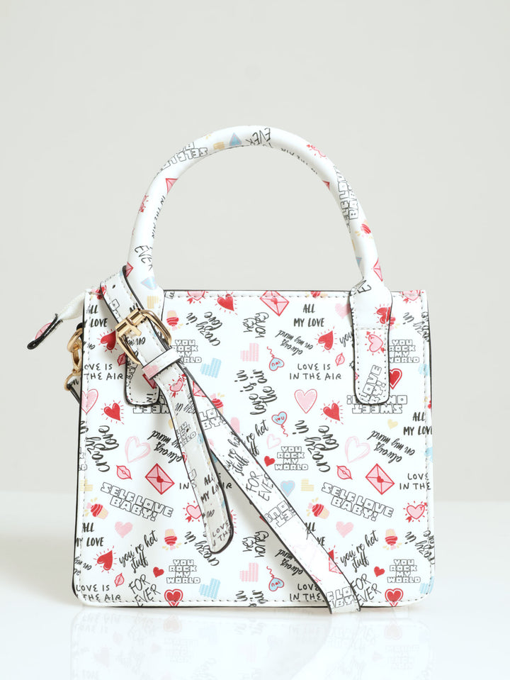 Love Print Square Tote Bag