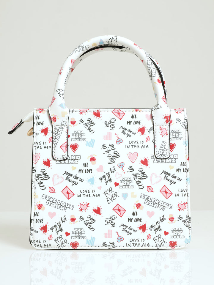 Love Print Square Tote Bag