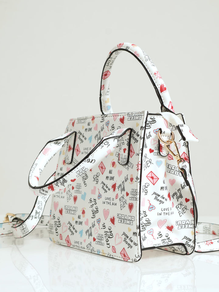 Love Print Square Tote Bag