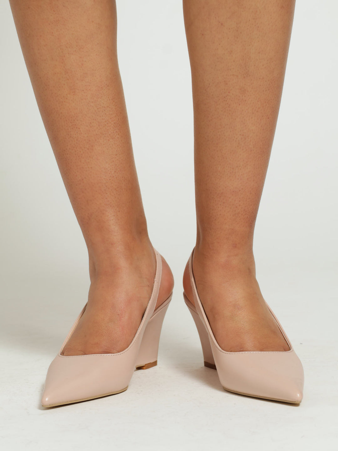 Mid Covered Wedge Pointed Slingback Heel Blush