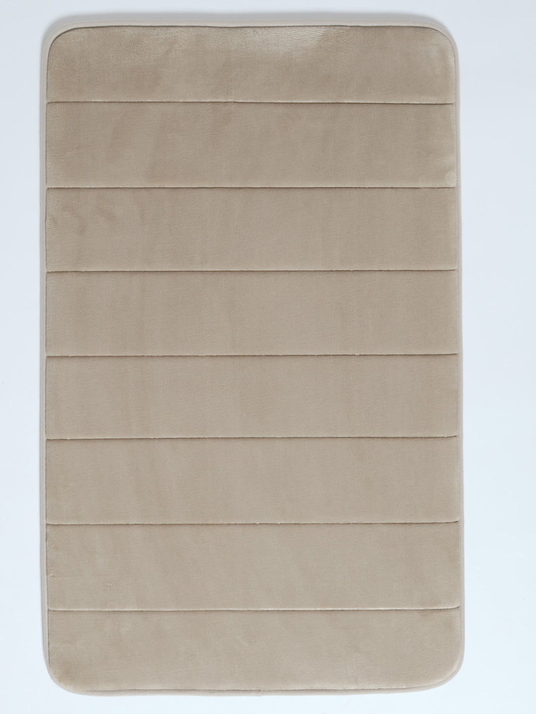 Memory Foam Embossed Stripe Bath Mat 12mm - Taupe