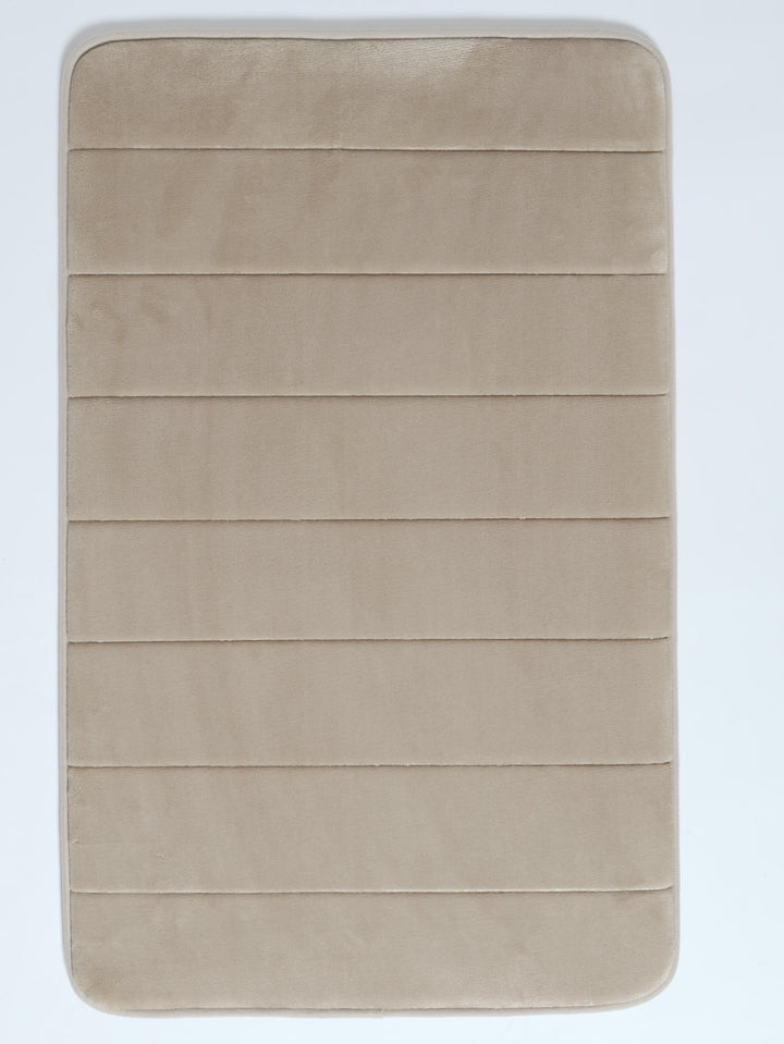 Memory Foam Embossed Stripe Bath Mat 12mm - Taupe