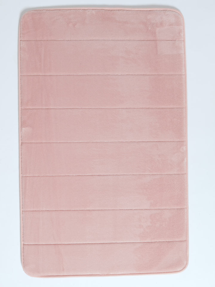 Memory Foam Embossed Stripe Bath Mat 12mm - Blush