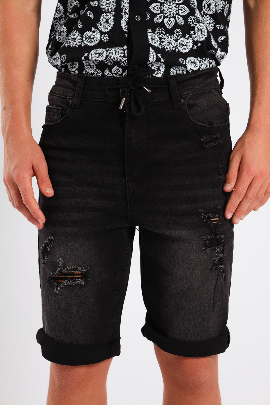 Boys Rip & Repair Denim Short - Black