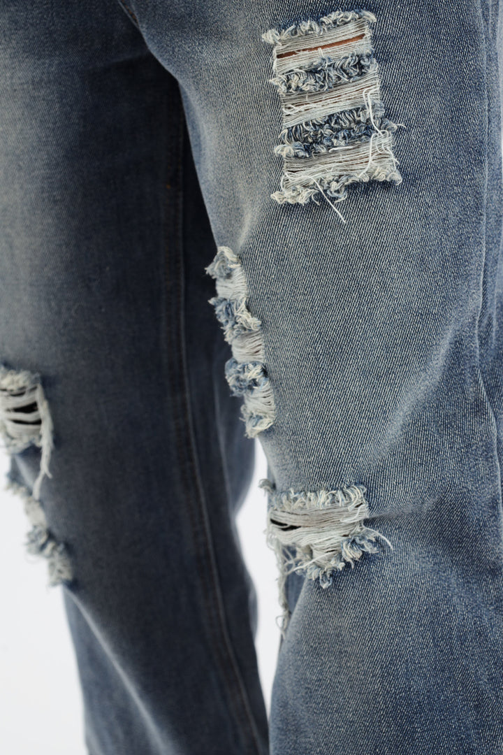 Boys Destressed Ripped Baggy Jean - Blue