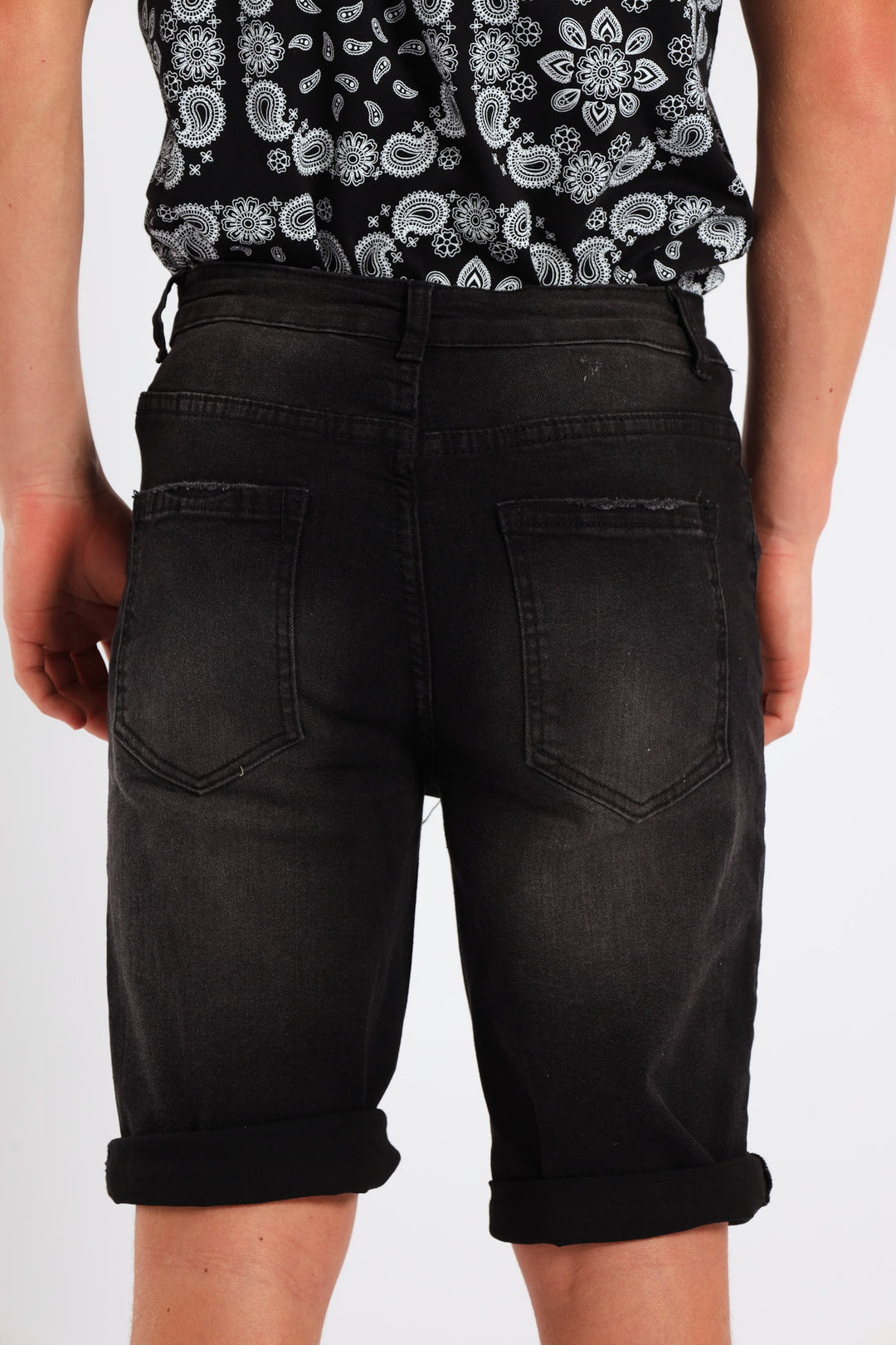 Boys Rip & Repair Denim Short - Black
