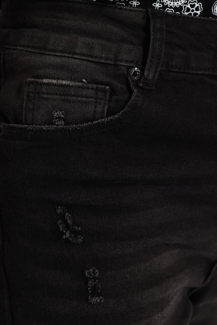 Boys Rip & Repair Denim Short - Black