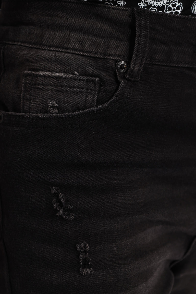 Boys Rip & Repair Denim Short - Black