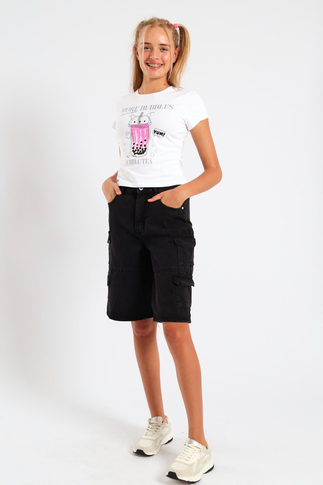 Girls Bubbles Tee - White