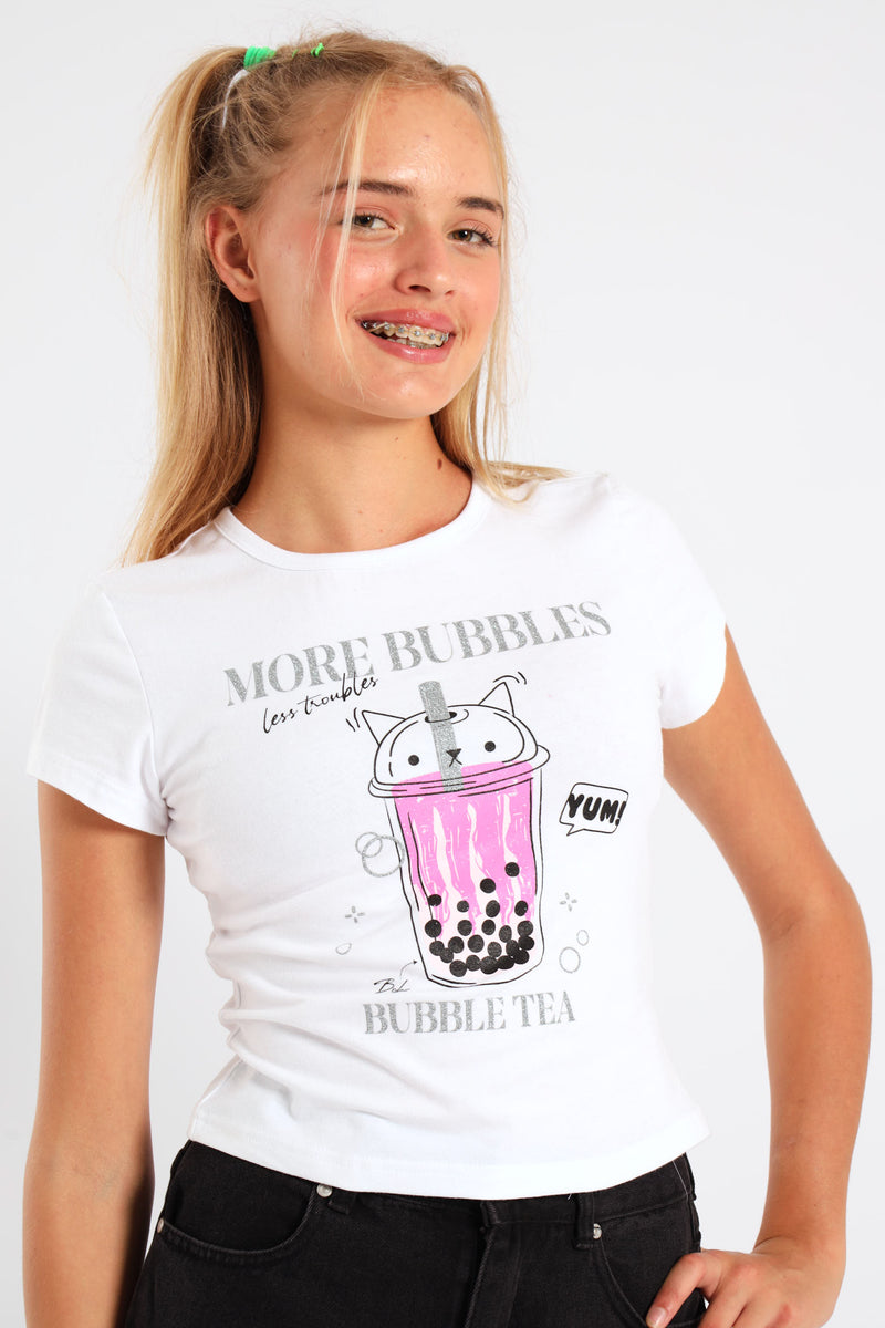 Girls Bubbles Tee - White