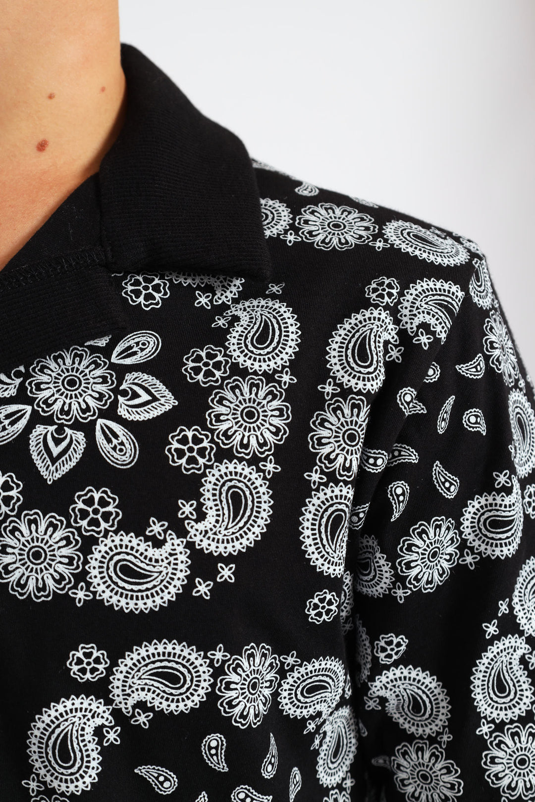 Boys Bandana Print Knit Shirt - Black