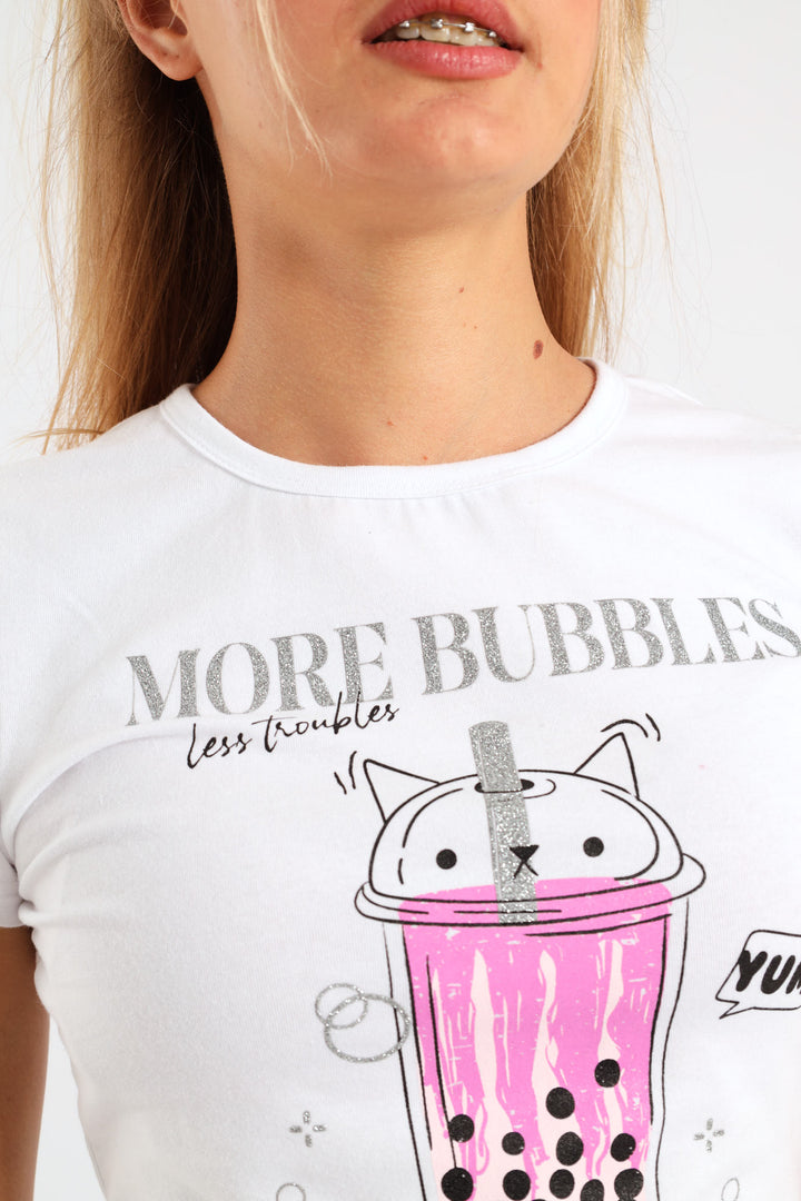 Girls Bubbles Tee - White