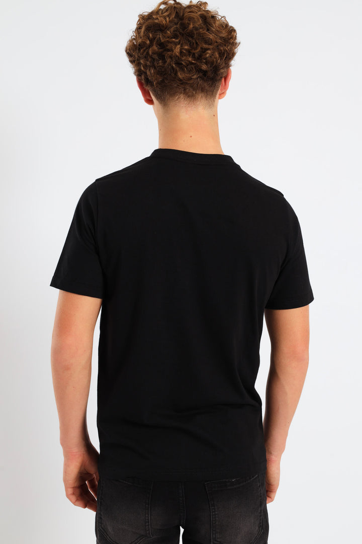 Boys Split Frame Cat Tee - Black