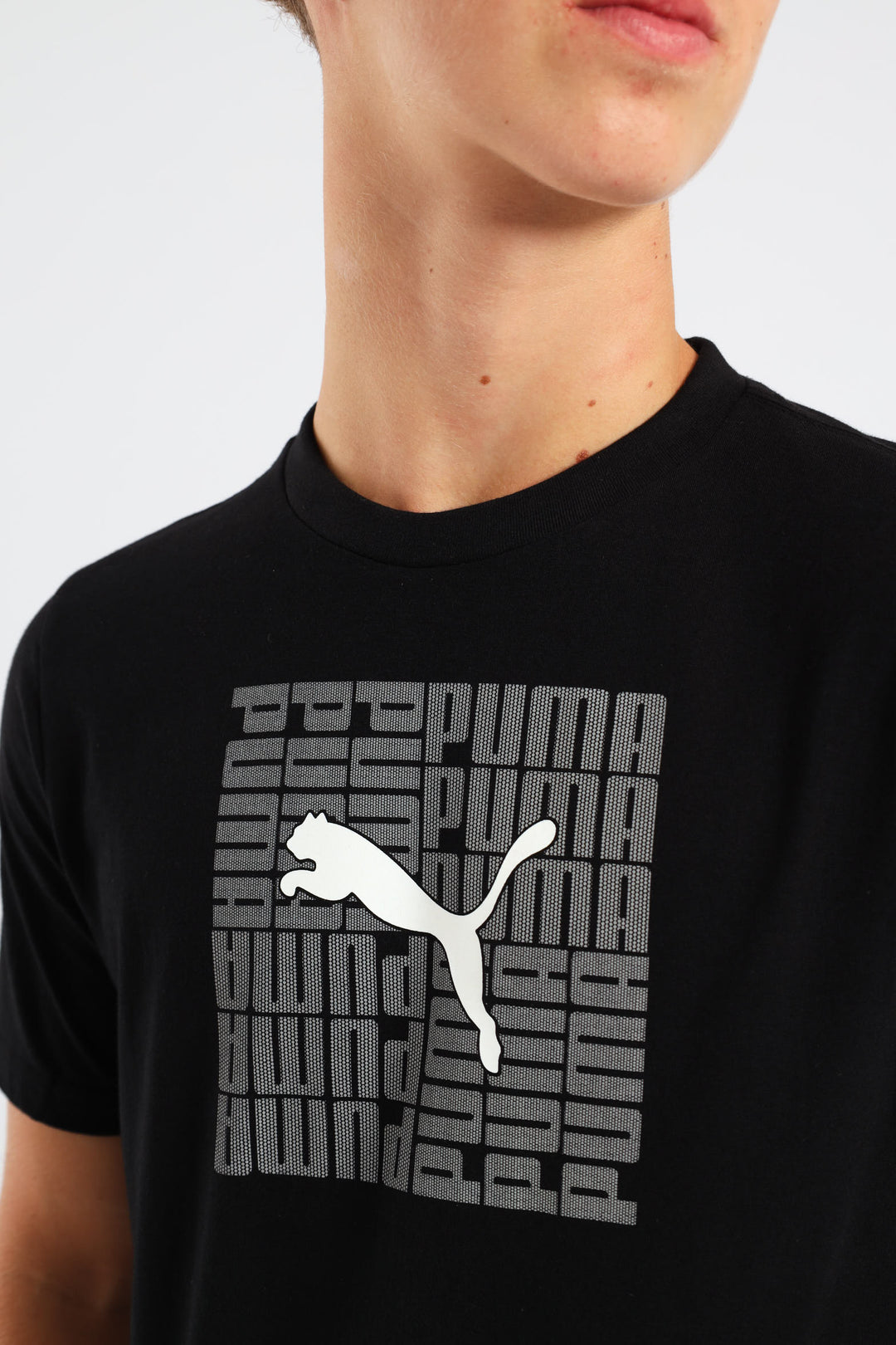 Boys Split Frame Cat Tee - Black